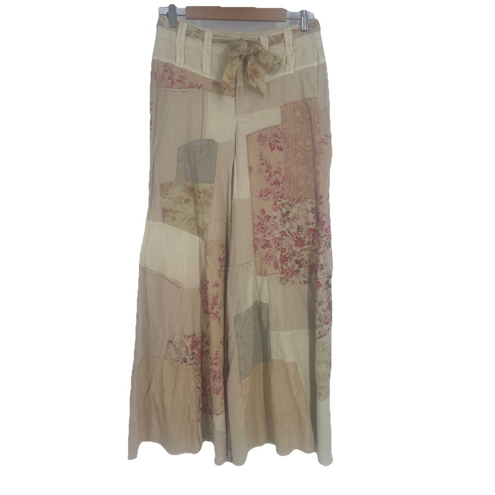 Free People Savannah Patchwork Flared Pants 4 Floral Hippie Boho Cottagecore